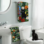 Accnicc 2 Pack Black Cat Bathroom Hand Towels Decorative Green Plant Daisy - Image 3