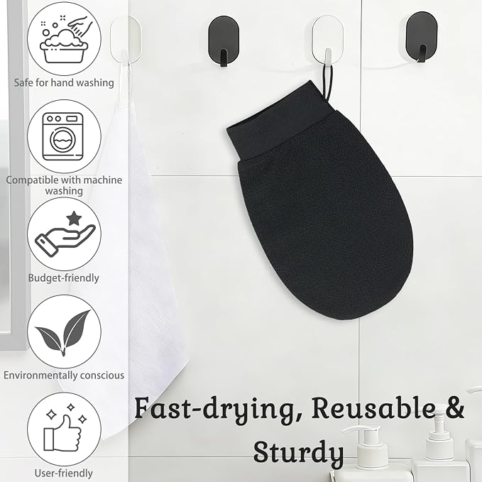 2 Pack Black Exfoliating Glove – Viscose Fiber Exfoliating Body Scrubber - Image 5