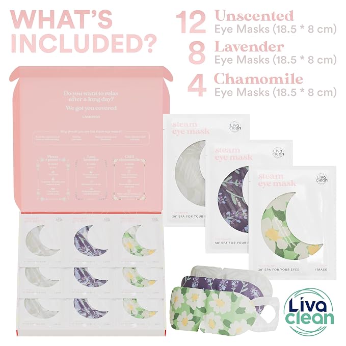 LivaClean 24 Steam Eye Mask for Dry Eyes, Dark Circles & Puffiness, Warm & Self - Image 2