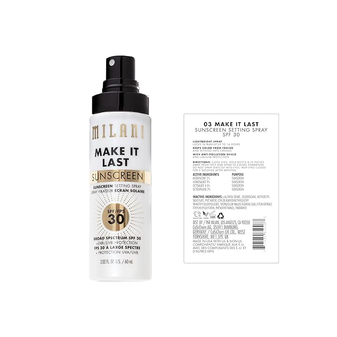 Milani Sunscreen Setting Spray + Primer, Make It Last Sunscreen - Image 3