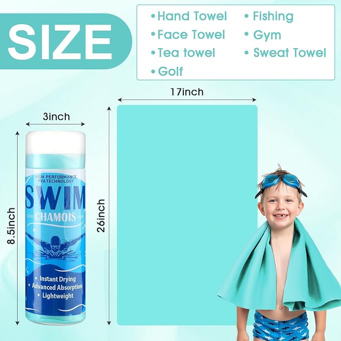 SmoothNovelty 2 Pack Swim Chamois Towel Water Absorbent Quick Dry Towel Shammy - Image 2