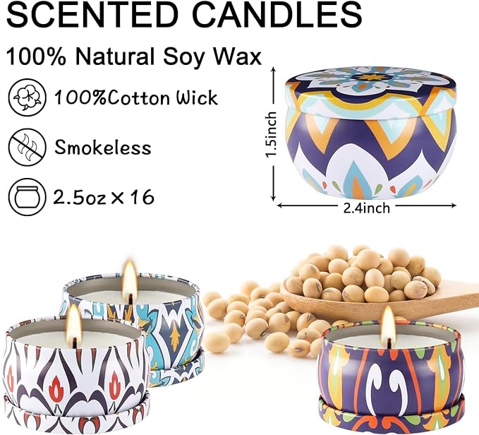 YOROXRG Scented Soy Wax Travel Tin Jar Candles - Image 5