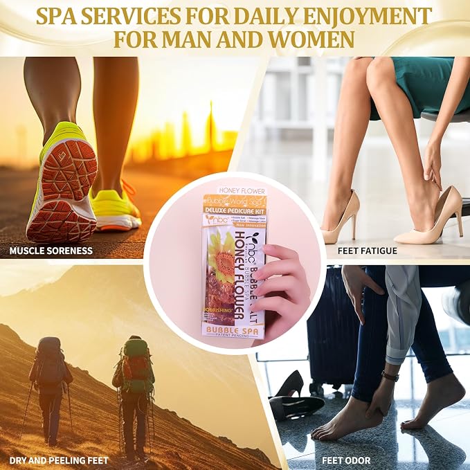 Pedicure Kit Foot Soak Set: Bubble Salt, Sugar Scrub, Massage Mask, Massage - Image 7