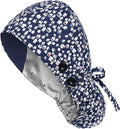 Satin Lined Scrub Caps with Buttons & Sweathand, Surgical Caps by Yuest