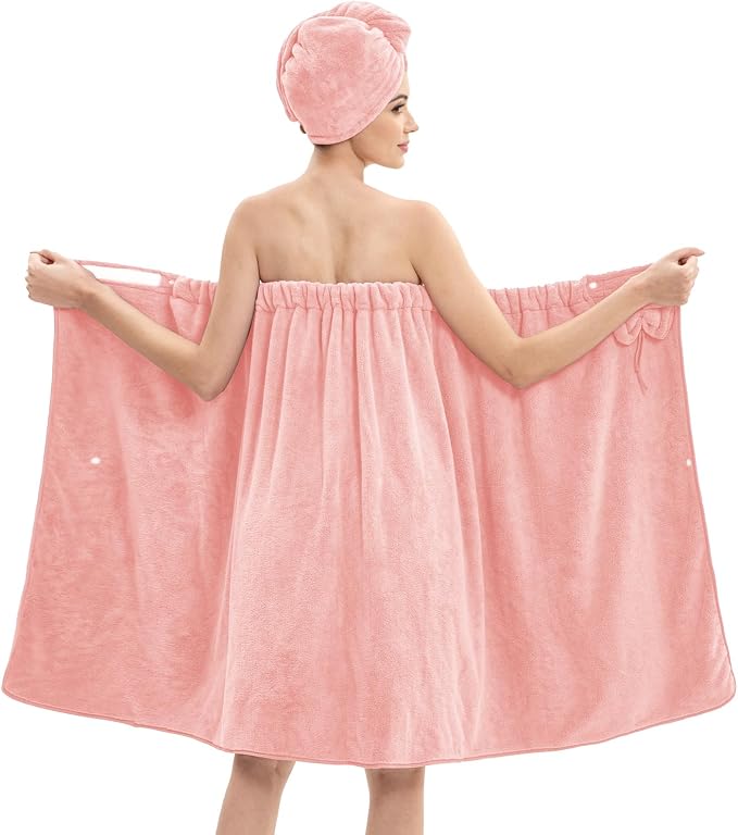 Bath Wrap Towels for Women – Adjustable Spa Shower Wrap by HJMJY