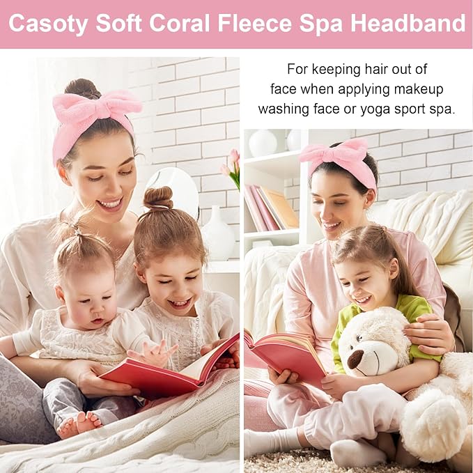 Casoty 12 Pcs Pink Spa Headband, Makeup Headband - Image 7