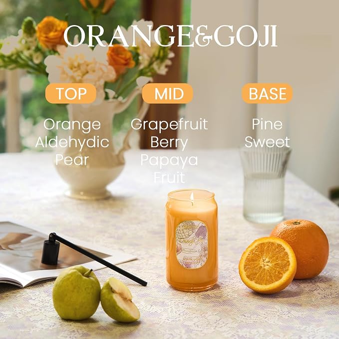 M&SENSE Orange&Goji Candles for Home Scented, 10.6 Oz Soy Wax Candles Non Toxic - Image 2