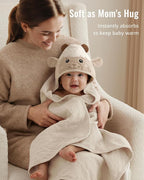 Blissful Diary Muslin Baby Hooded Towel 1 Pack, Soft & Absorbent Bath Towel - Image 3