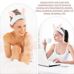 Cute White Rabbit Ears Headband Frog Eye Elastic to Wash Face - Image 7