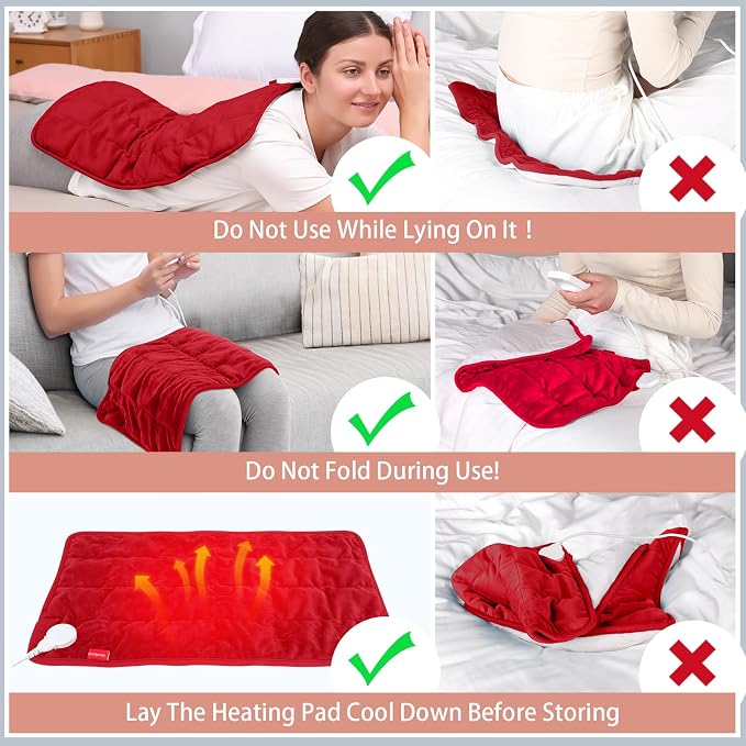 Comfytemp Weighted Heating Pad for Back & Period, 12x24 Extra Large Electric - Image 8
