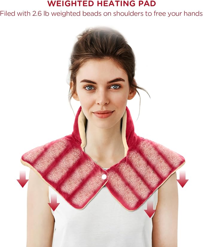 Comfytemp Heating Pad for Neck and Shoulders and Back, 2.6lb Weighted Electric - Image 7