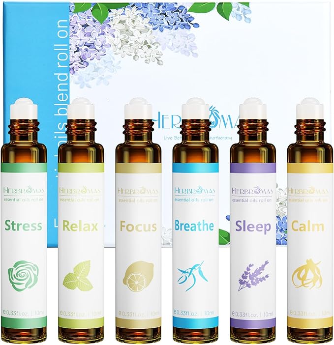 Aromatherapy Essential Oils Roll On Set, Natural Pre-diluted Blend Oils - Image 2