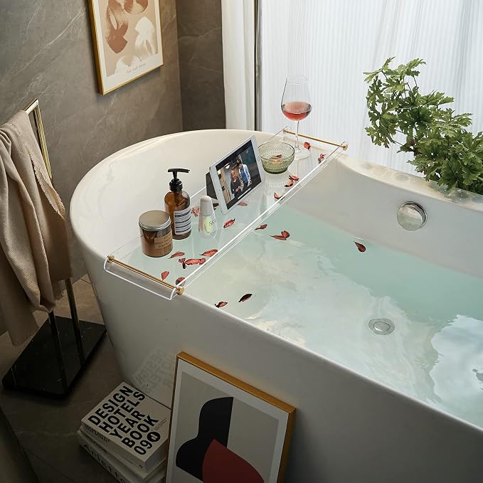 Acrylic Bathtub Tray Caddy, Luxury Bathroom Organizer Tablet Holder SHUNLI - Image 2