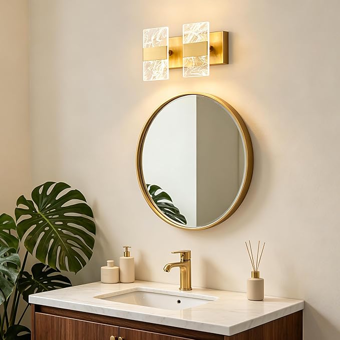 Modern LED Bathroom Light Fixtures Dimmable 2-Light Gold Vanity Light, 5CCT - Image 9