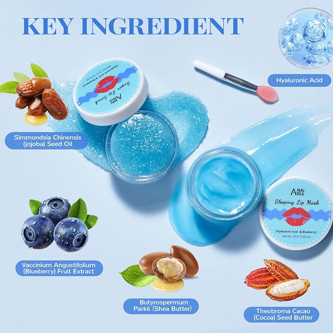 ANAI RUI Lip Therapy Set, Lip Scrub & Lip Mask, Overnight Moisturizing Lip Care - Image 2
