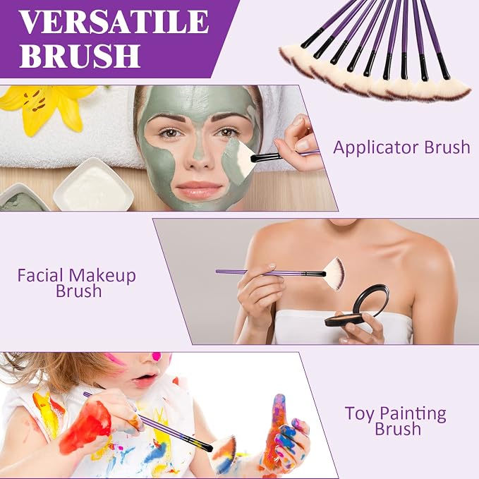 9 Pieces Facial Fan Mask Brushes, Soft Facial Applicator Brushes Tools - Image 6