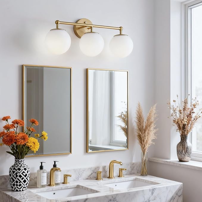 AKEZON Gold Vanity Light for Bathroom, Modern Bathroom Light Fixtures Over - Image 3
