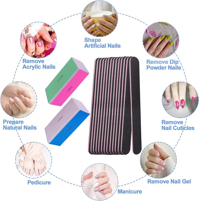 Nail File and Buffer Set, 4 Way Nail Buffers Shine Kit Professional Nail Files - Image 6