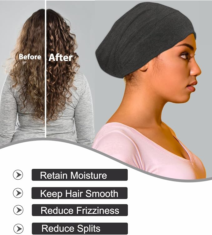 Sleep Cap Bonnet for Sleeping Black Women, Adjustable Cooling Ice Silk Lined - Image 9