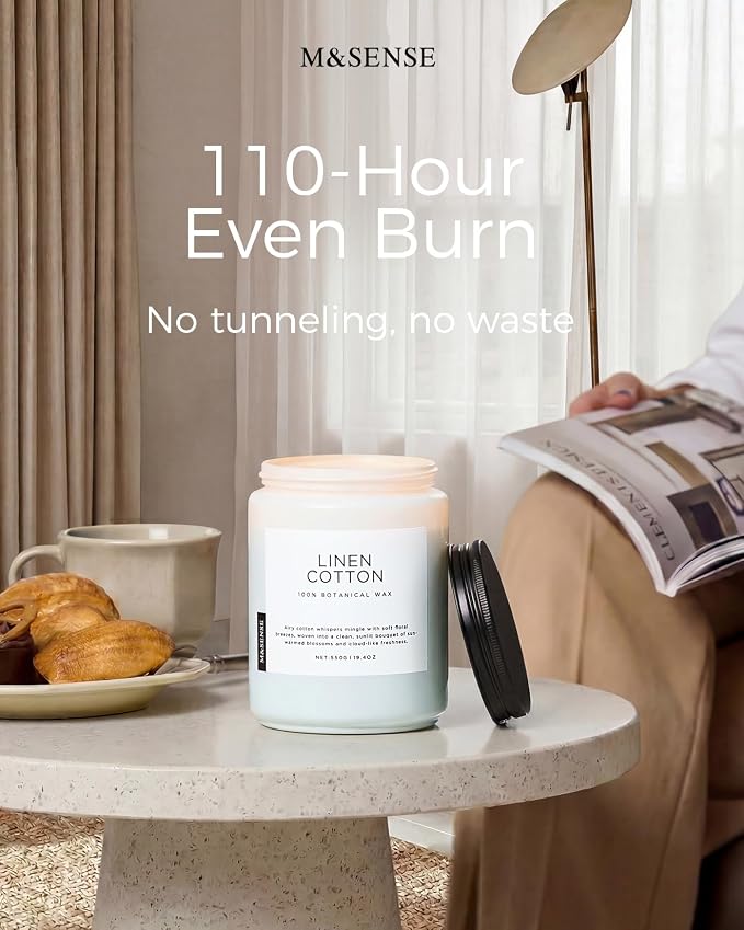 M&SENSE Fresh & Linen Cotton Scented Candles - Image 6