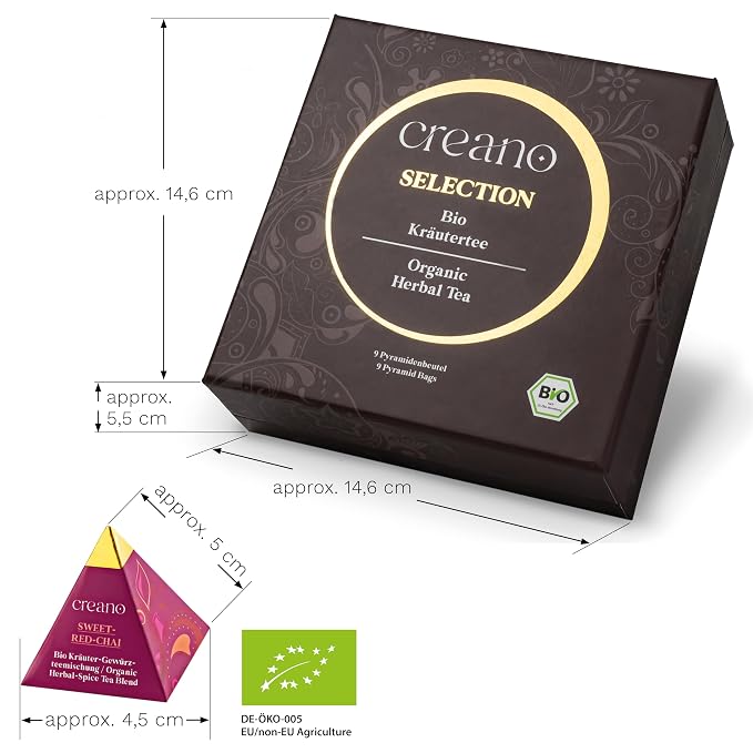 Creano Organic Herbal Tea Gift Set "Organic Herbal Tea" – 9 Pyramid Tea Bags in - Image 2