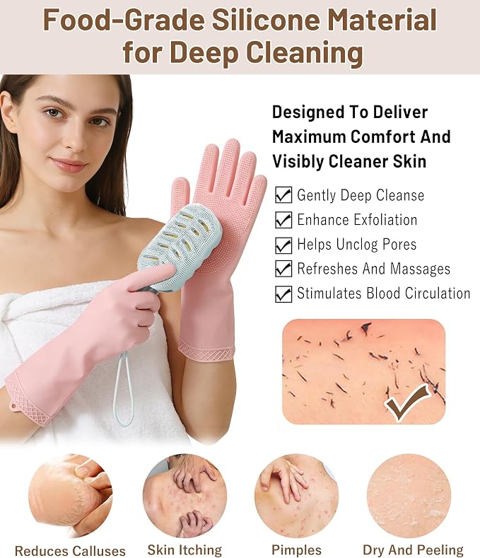 3 Pack Silicone Body Scrubber Set Include Silicone Bath Sponge Brush + Body - Image 6