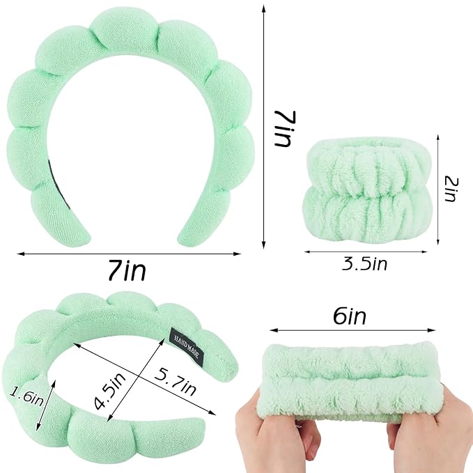 Zkptops 6Pcs Spa Headband for Washing Face Wristbands Set Women Bubble Makeup - Image 4