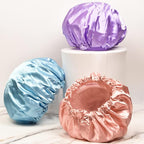 Smilco 4 Pack Shower Caps for Women, Reusable Waterproof Double Layer Bath Cap - Image 7