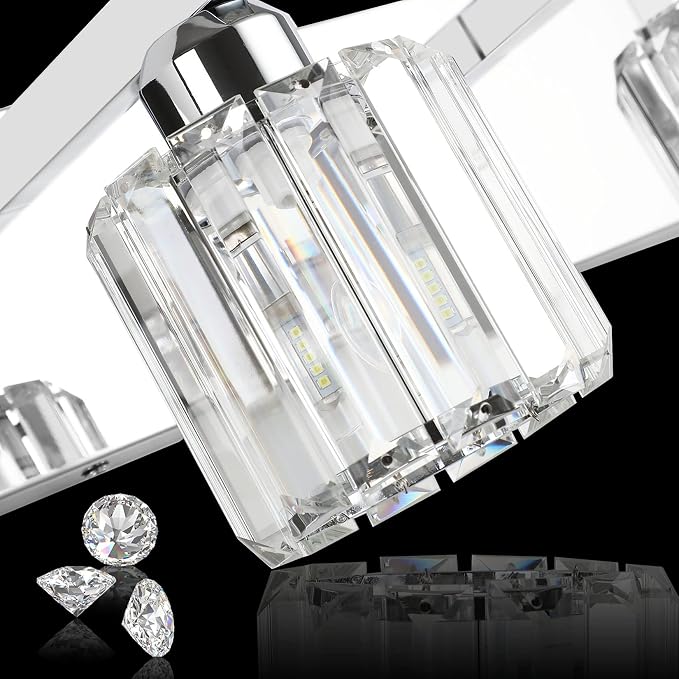 Aipsun Bathroom Vanity Light Crystal Vanity Lighting Fixtures 6 Lights Chrome - Image 7