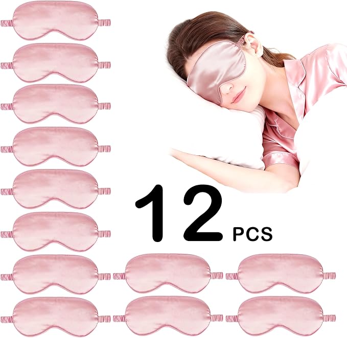 12PACK Silky Sleep Masks Satin Eye Mask Silk Eyes Cover - Image 2