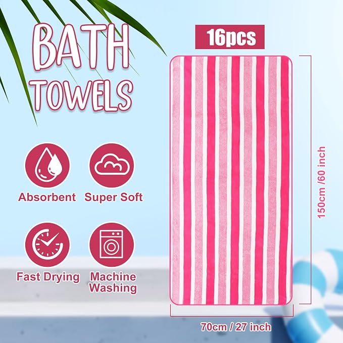 SmoothNovelty 16 Pack Microfiber Bath Towels Bulk 27'' x 60'' Oversized Size - Image 2