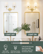 2 Light Bathroom Vanity Light, Brushed Gold Double Wall Sconce - Image 6