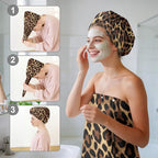 Absorbent Leopard Print Bath Towel Wrap Set - Image 6