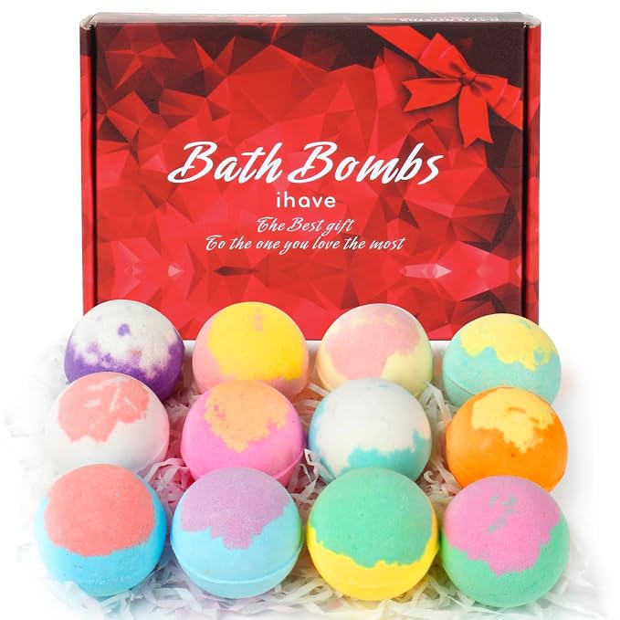 iHave Bath Bombs for Kids and Women, 12 Natural Handmade Bath Bomb Gift Set by ihave