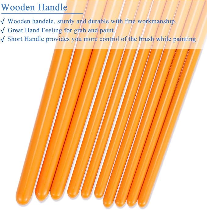 BOSOBO Paint Brushes Set, 2 Pack 20 Pcs Round Pointed Tip Paintbrushes Nylon - Image 5