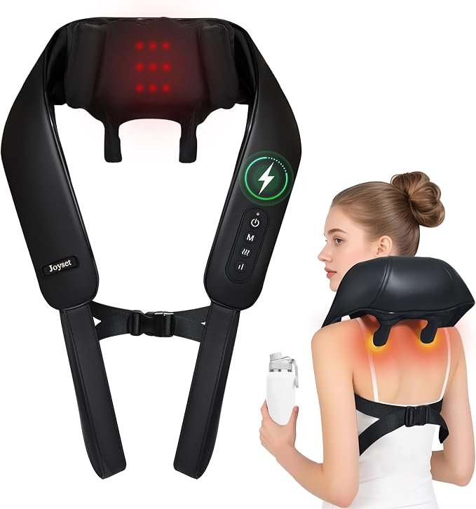 Joyset Neck Massager with Heat, Cordless Shiatsu Neck Massager by joyset
