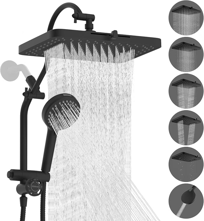 Hibbent cUPC Certified 13'' Shower Head Combo, High Pressure 5 Spray Rainfall by Hibbent