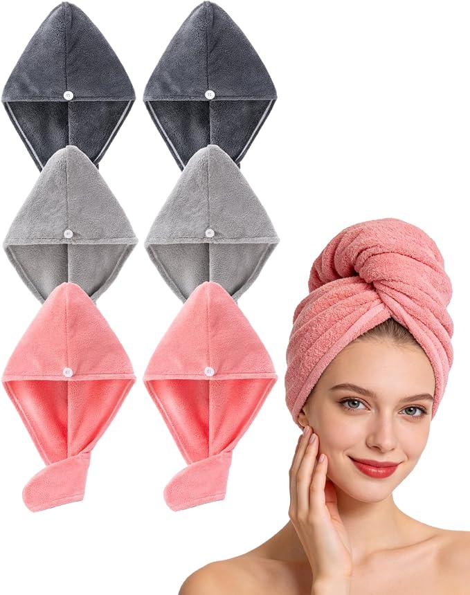 Lumimi 6 Pack Microfiber Hair Towel Wrap by Lumimi