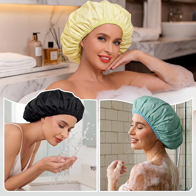 3Pcsk Reusable Waterproof Shower Cap - Image 6