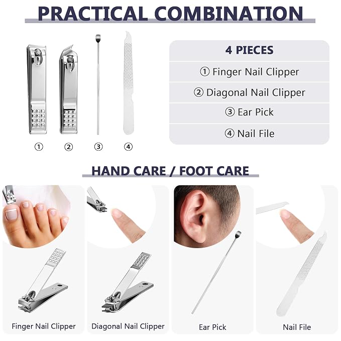 Geosar 12 Sets Manicure Set Bulk Nail Clippers Pedicure Kit Stainless Steel - Image 3