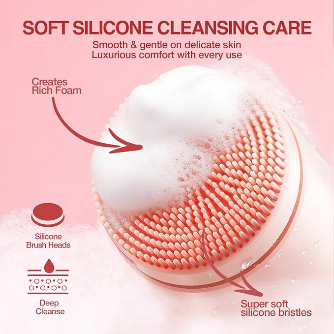 Electric Face Scrubber with Led Display & Facial Cleansing Brush - Image 4