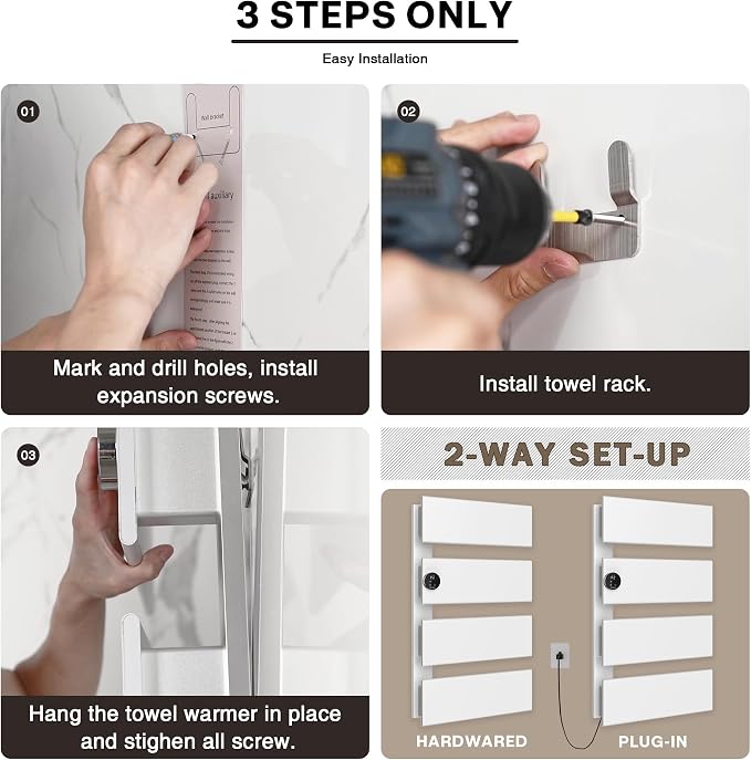 K&KALONZO Electric Towel Warmer, 18.35" W x 31" H Wall-Mounted Towel Heater - Image 6