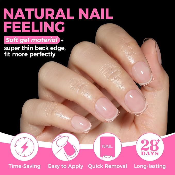 UNA GELLA Extra Short Square Oval Nail Tips 216pcs Pre-shaped Half Matte Square - Image 4