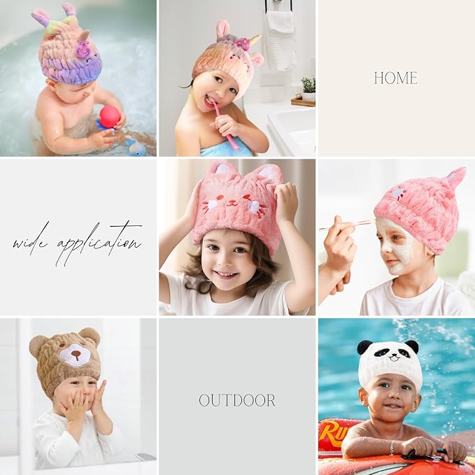 Microfiber Hair Towel Wrap for Kids, Absorbent Quick Girls Boys Hair Drying - Image 5