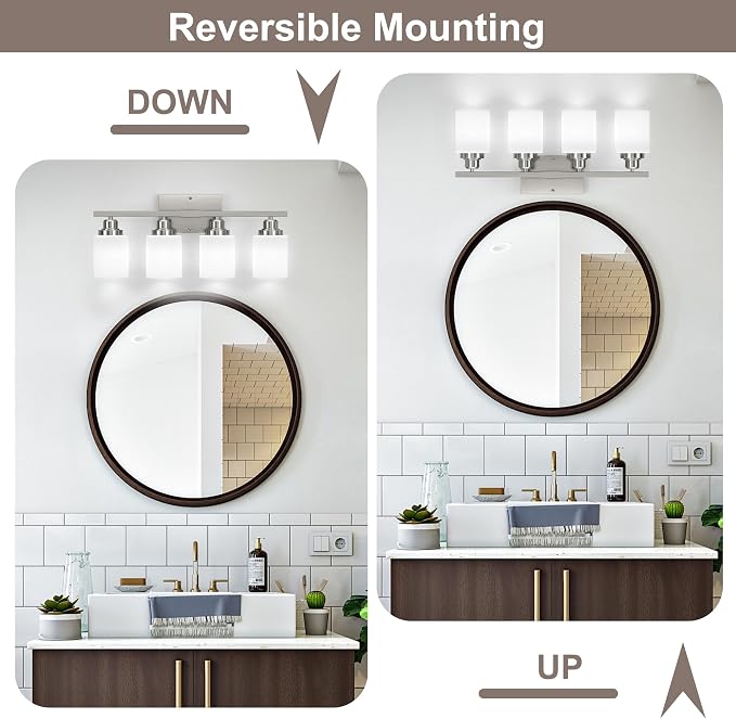Sailstar Bathroom Light Fixtures, Brushed Nickel Vanity Light Over Mirror - Image 7