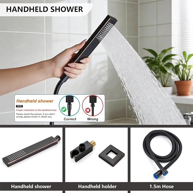 Midanya Shower System with Tub Spout, Bathtub Shower Faucet Set with Square - Image 7