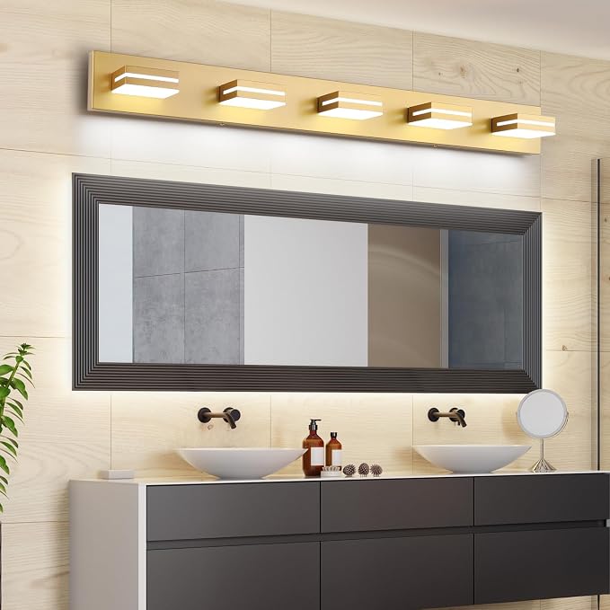 SineRise LED Modern Bathroom Vanity Light Fixtures, Matte Gold Modern Acrylic - Image 6