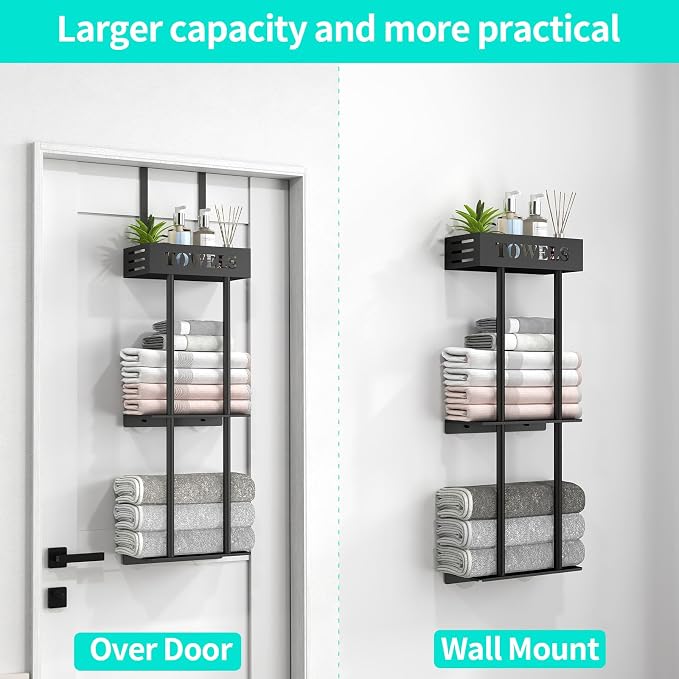 Over The Door Towel Rack, 3 Tier Hanging Towel Rack - Image 3