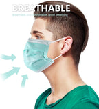 akgk Disposable Face Masks 100Pcs, 3 Layer Protective Face Mask Green Face Masks - Image 5