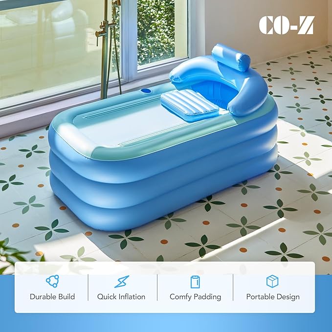 CO-Z Inflatable Adult Bath Tub, Free-Standing Blow Up Bathtub - Image 2